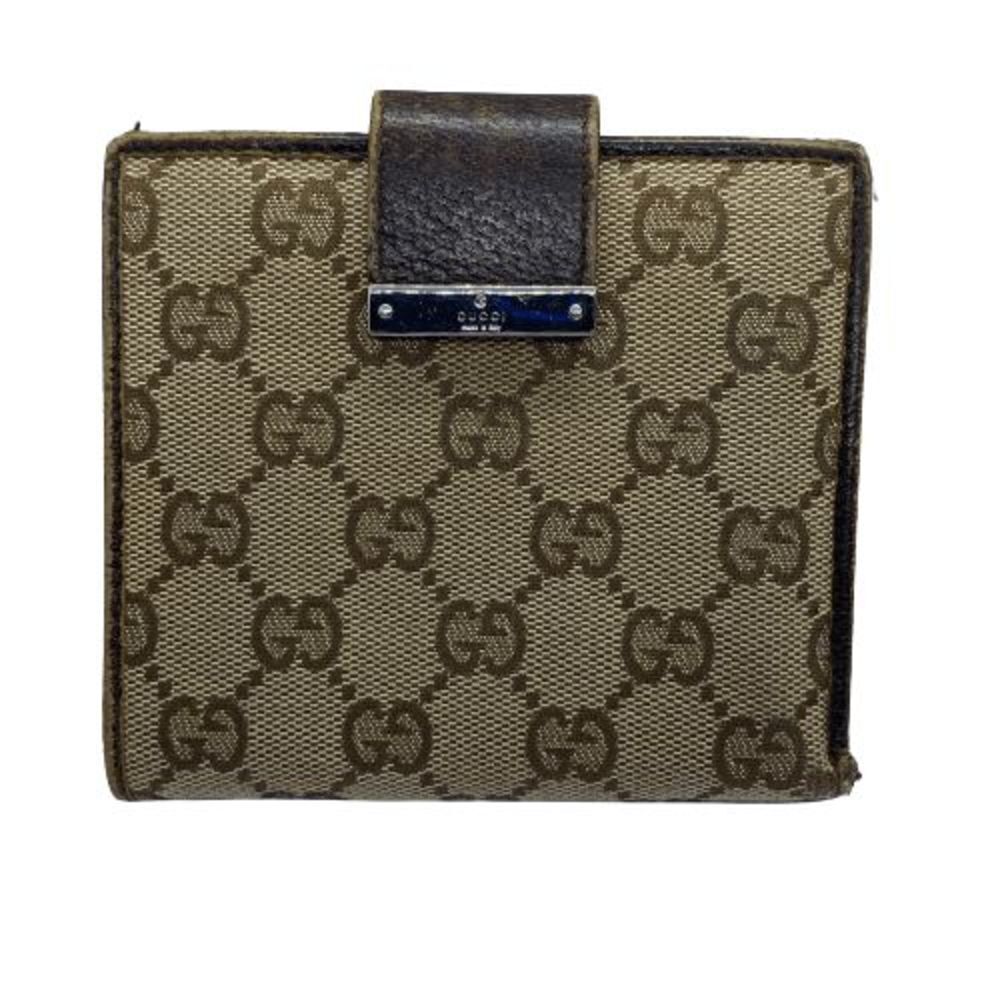 Authentic Gucci Guccissima Brown Canvas & Leather Double Sided Bifold Wallet